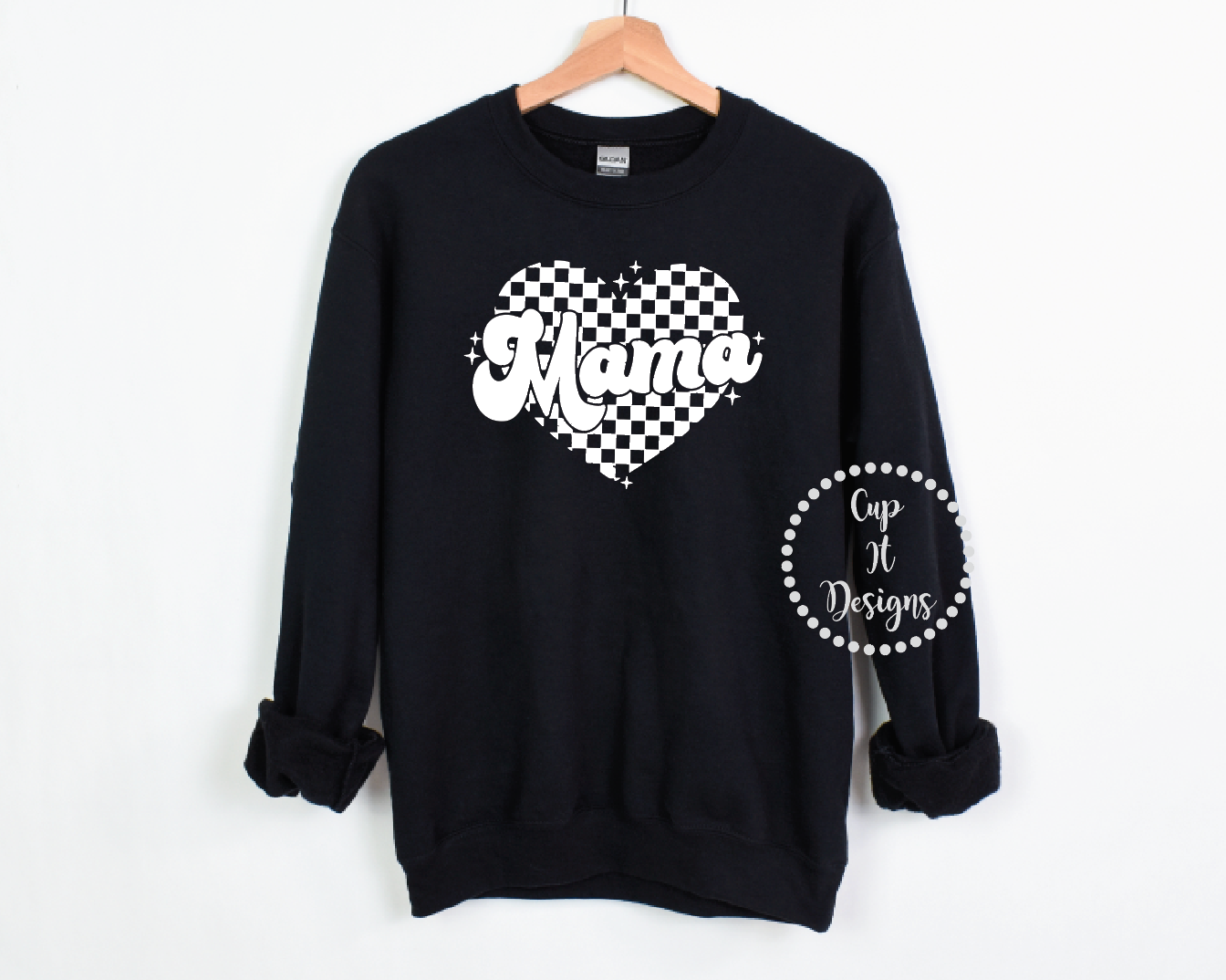 Mama Checker Heart Crewneck