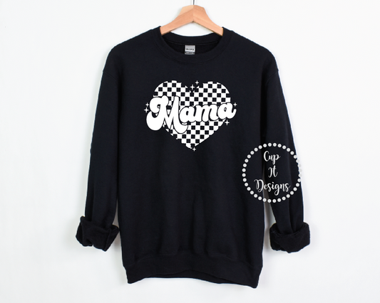 Mama Checker Heart Crewneck