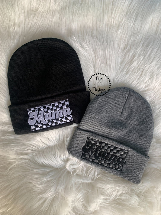 Retro Checkered Mama Beanie