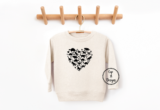 Kids Dino Heart Crewneck
