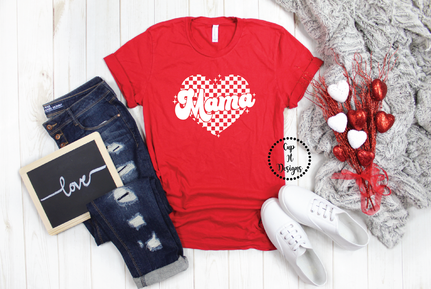 Mama Checker Heart Tee