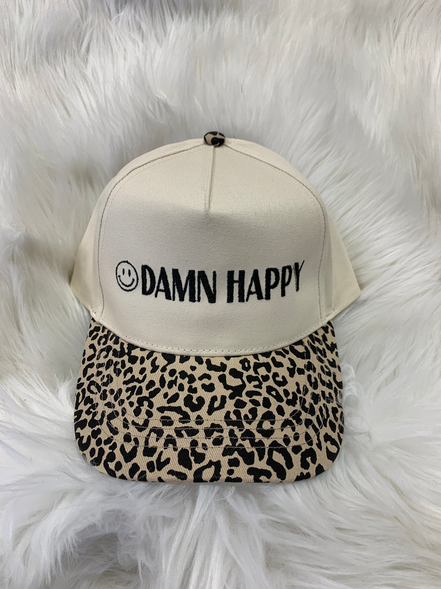 Damn Happy Cheetah Embroidered Hat
