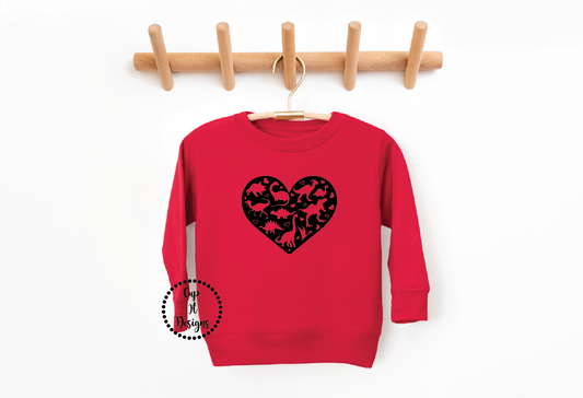Kids Dino Heart Crewneck