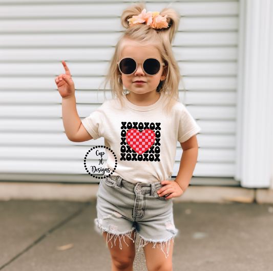 Kids XOXO Checker Heart Tee