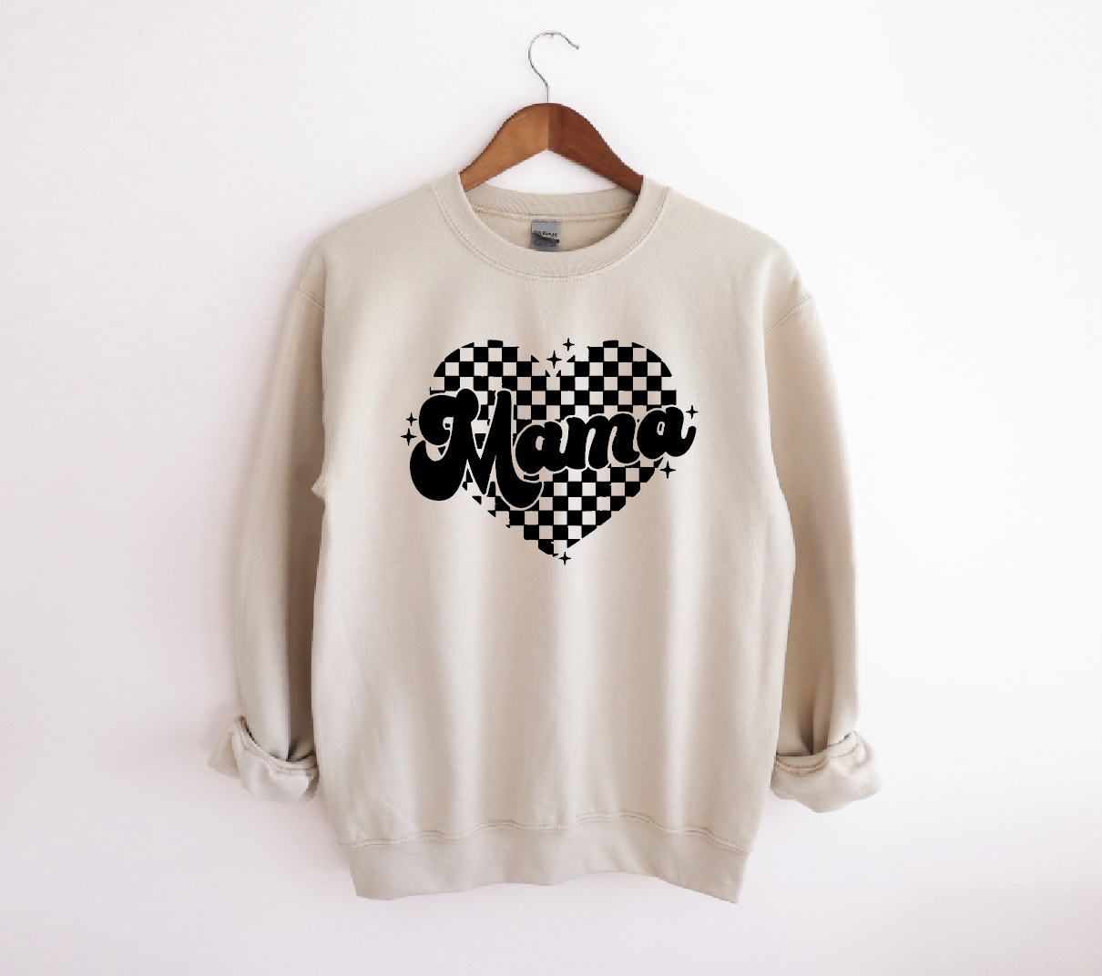 Mama Checker Heart Crewneck