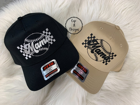 Baseball Mama Checkered Hat