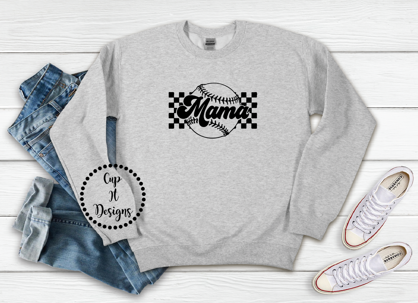 Checker Baseball Mama Crewneck