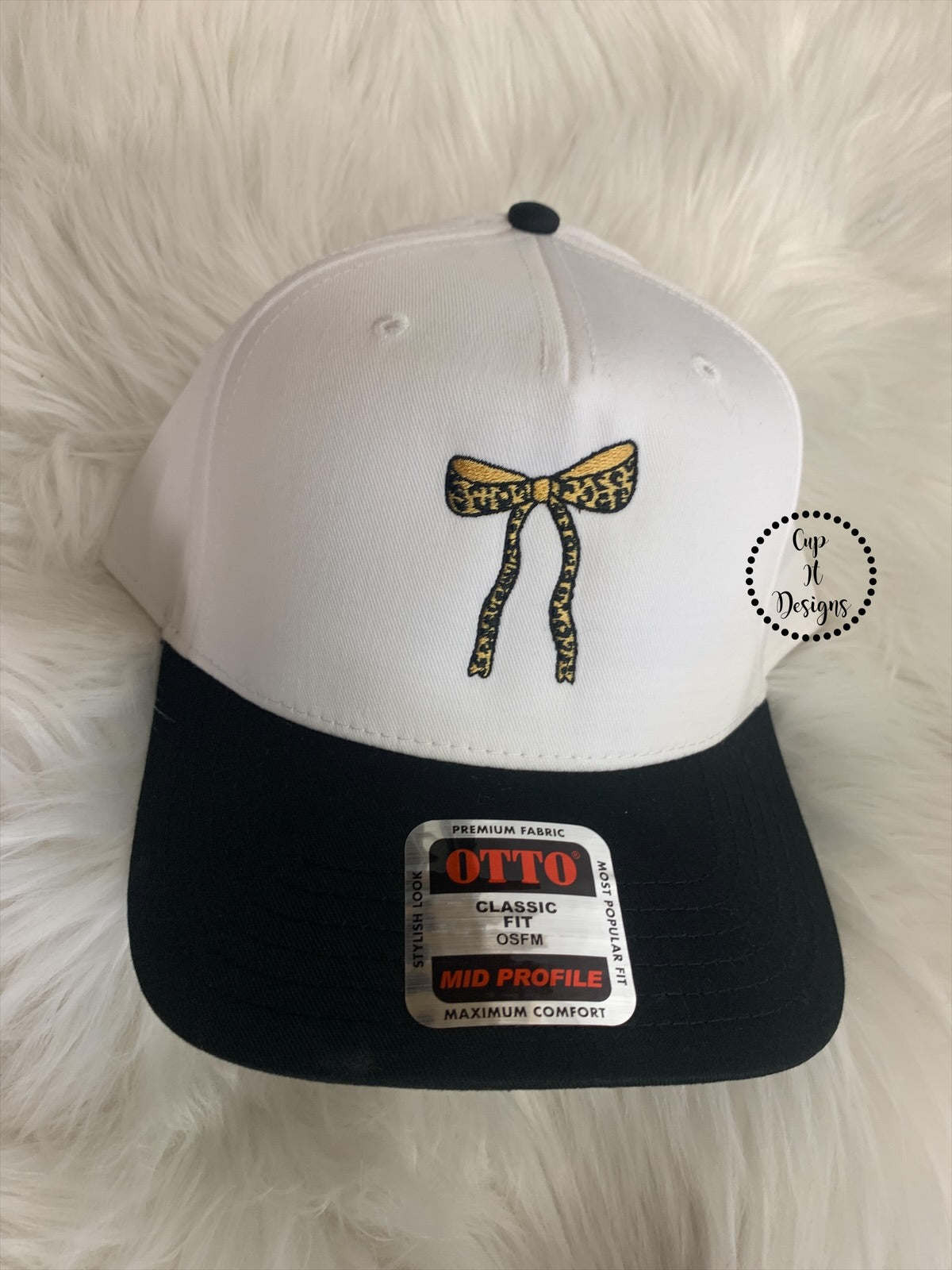 Cheetah Bow Embroidered Hat