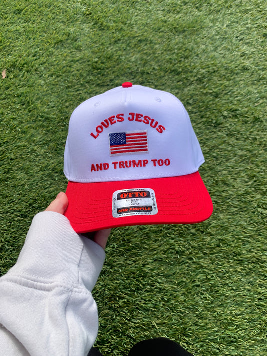 Loves Jesus and Trump Embroidered Hat