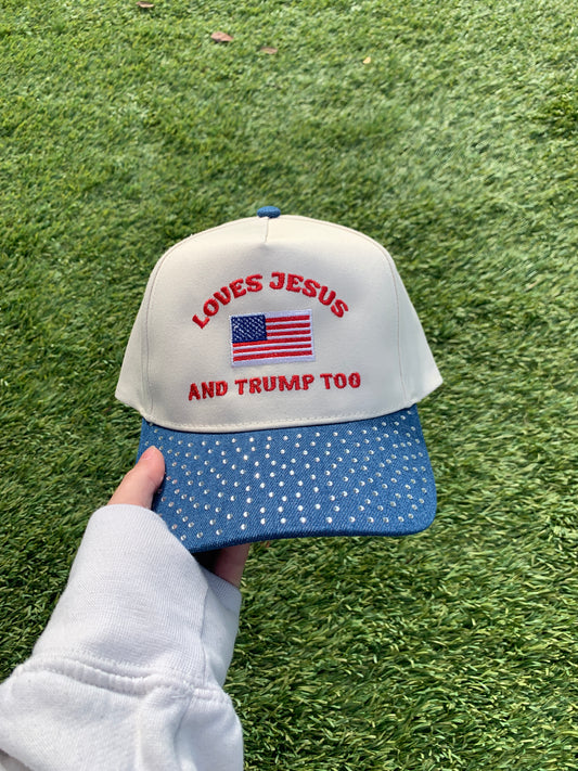Loves Jesus and Trump Embroidered Hat