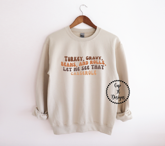 Turkey Gravy Beans and Rolls Crewneck