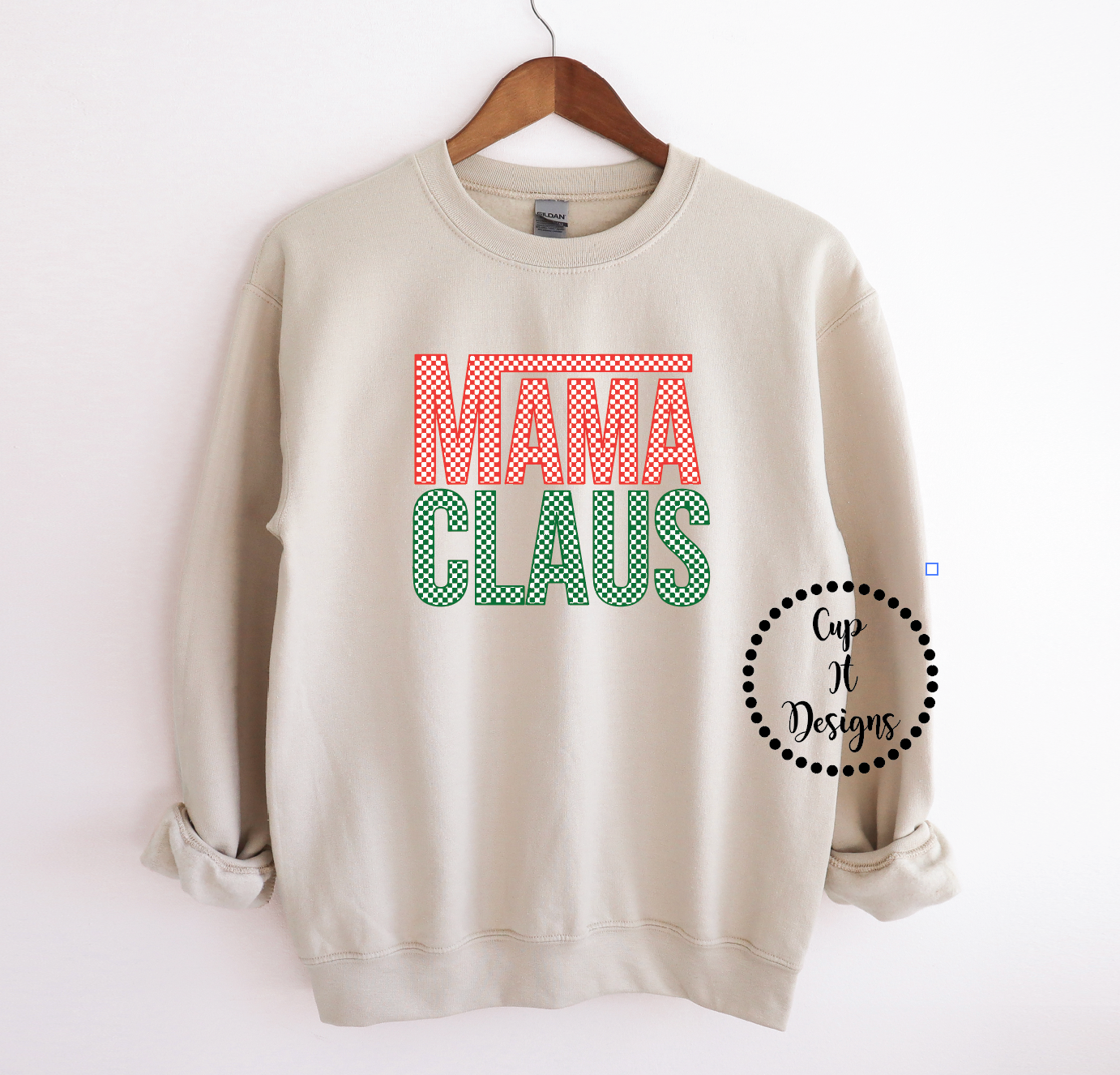 Checker Mama Claus Crewneck