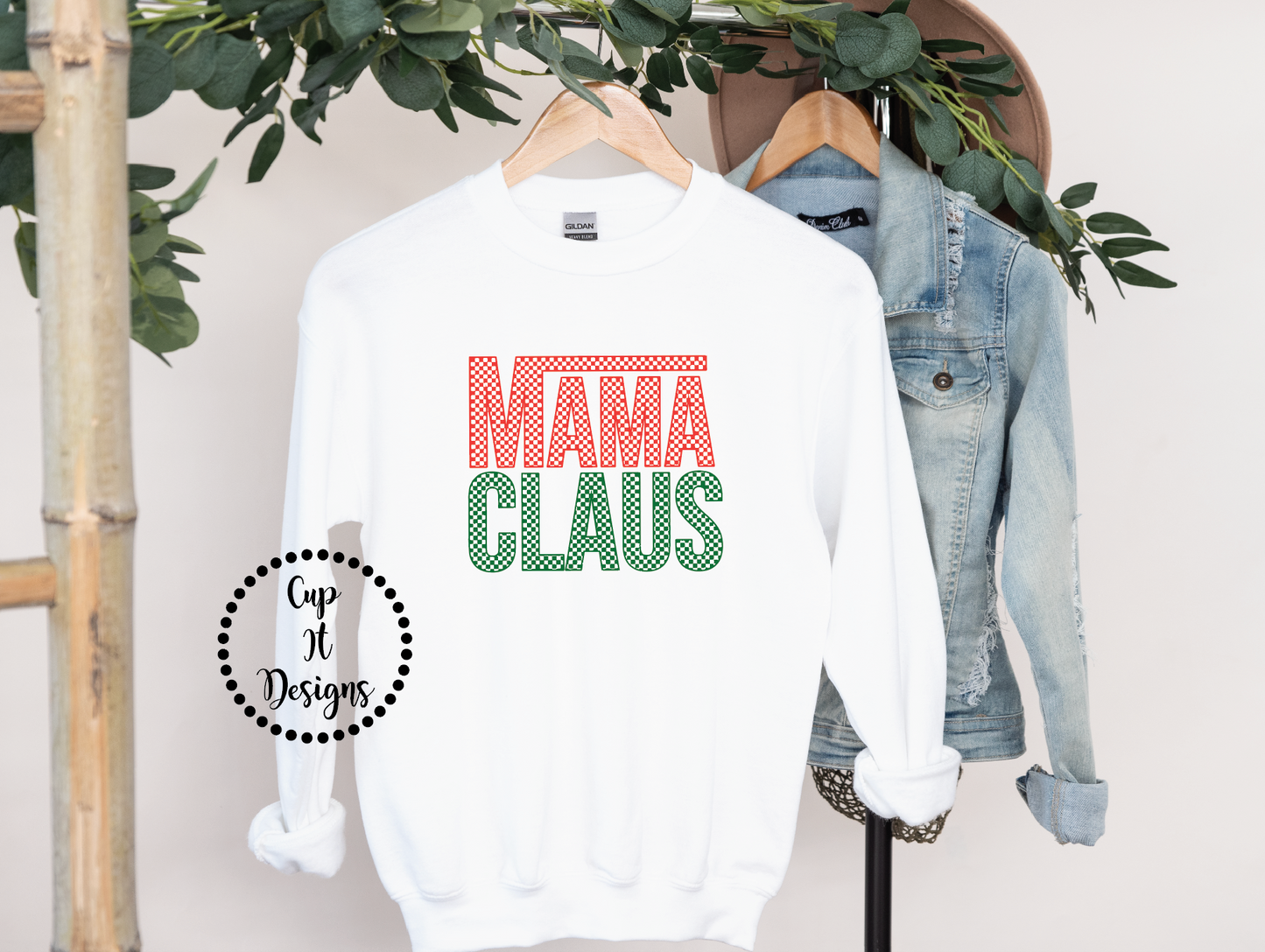 Checker Mama Claus Crewneck