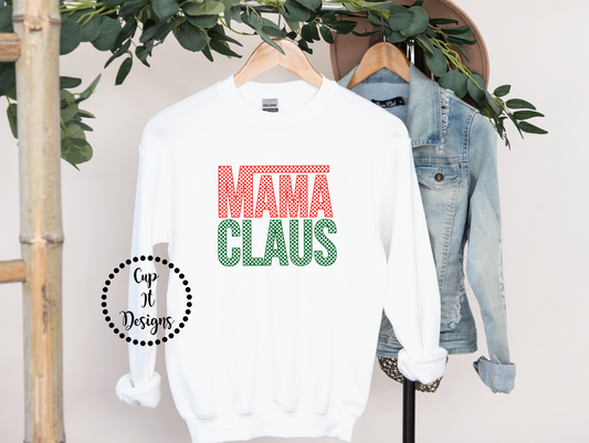 Checker Mama Claus Crewneck