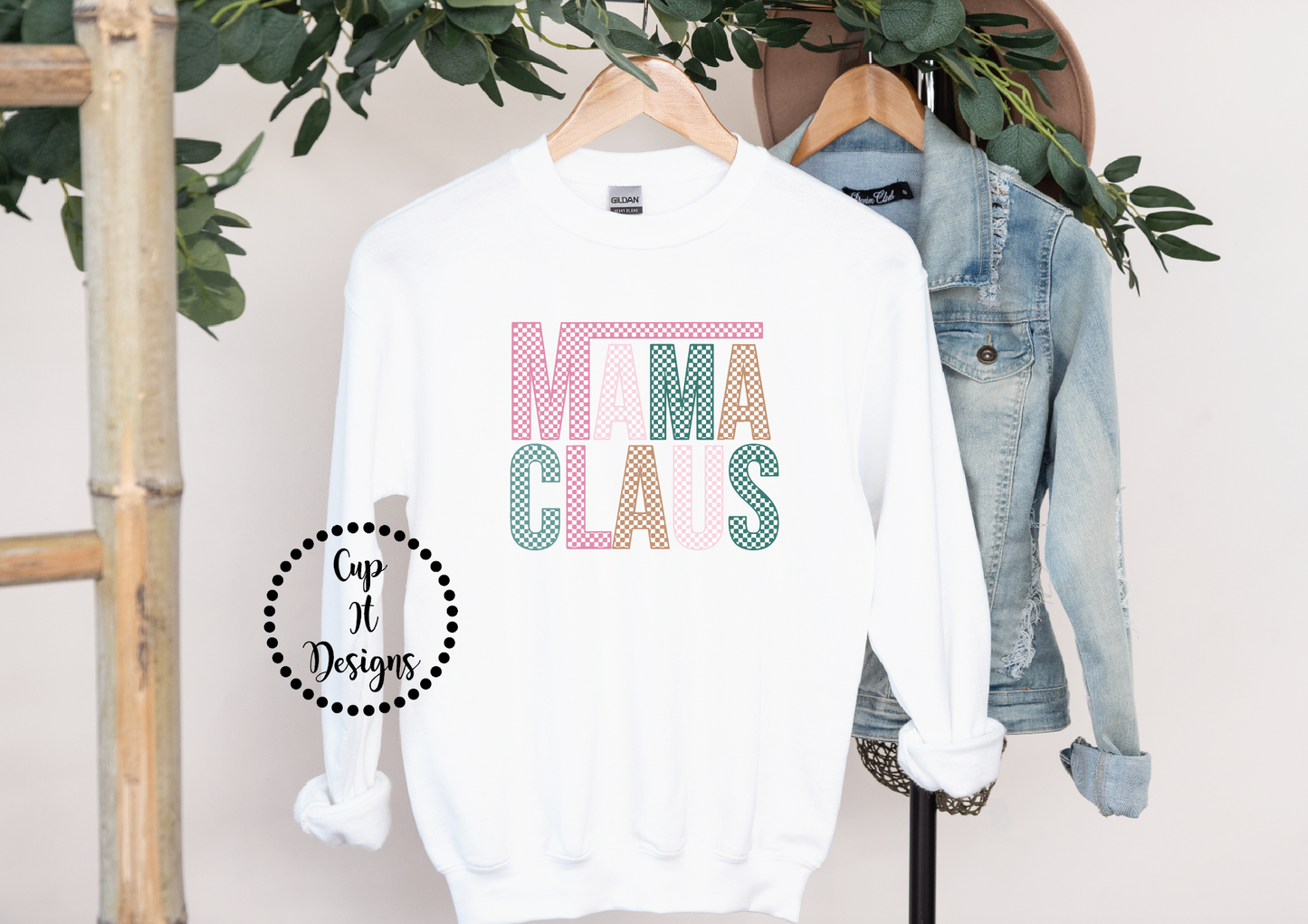 Checker Mama Claus Crewneck