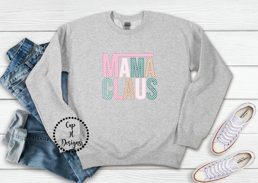 Checker Mama Claus Crewneck