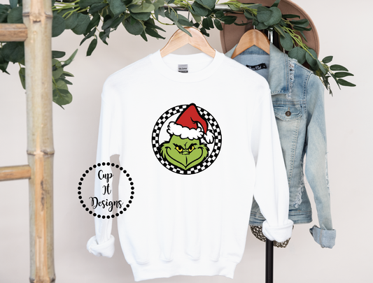 Checker Print Grinch Crewneck