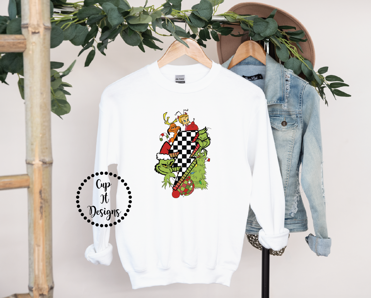 Christmas Checker Bolt Crewneck