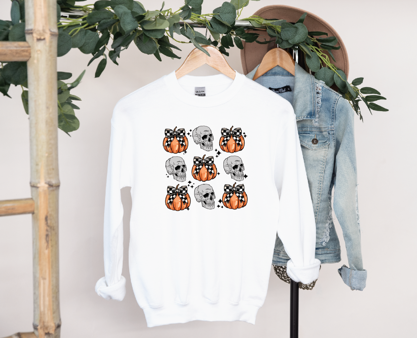Pumpkin Skull Combo Tee or Crewneck