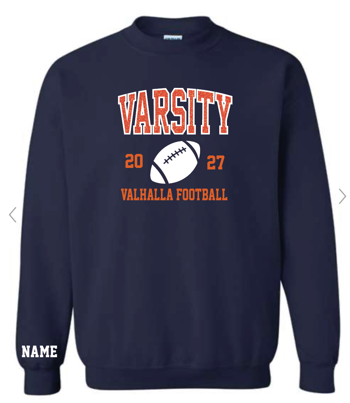 Glitter Embroidered Varsity Football Crewneck Sweatshirt