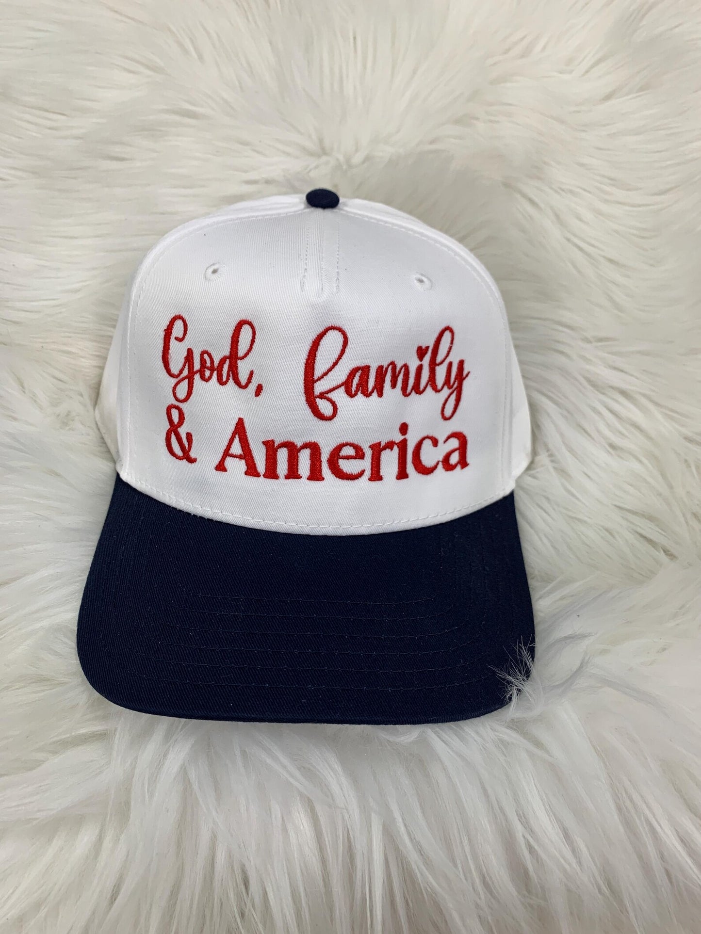 God, Family & America Embroidered Hat