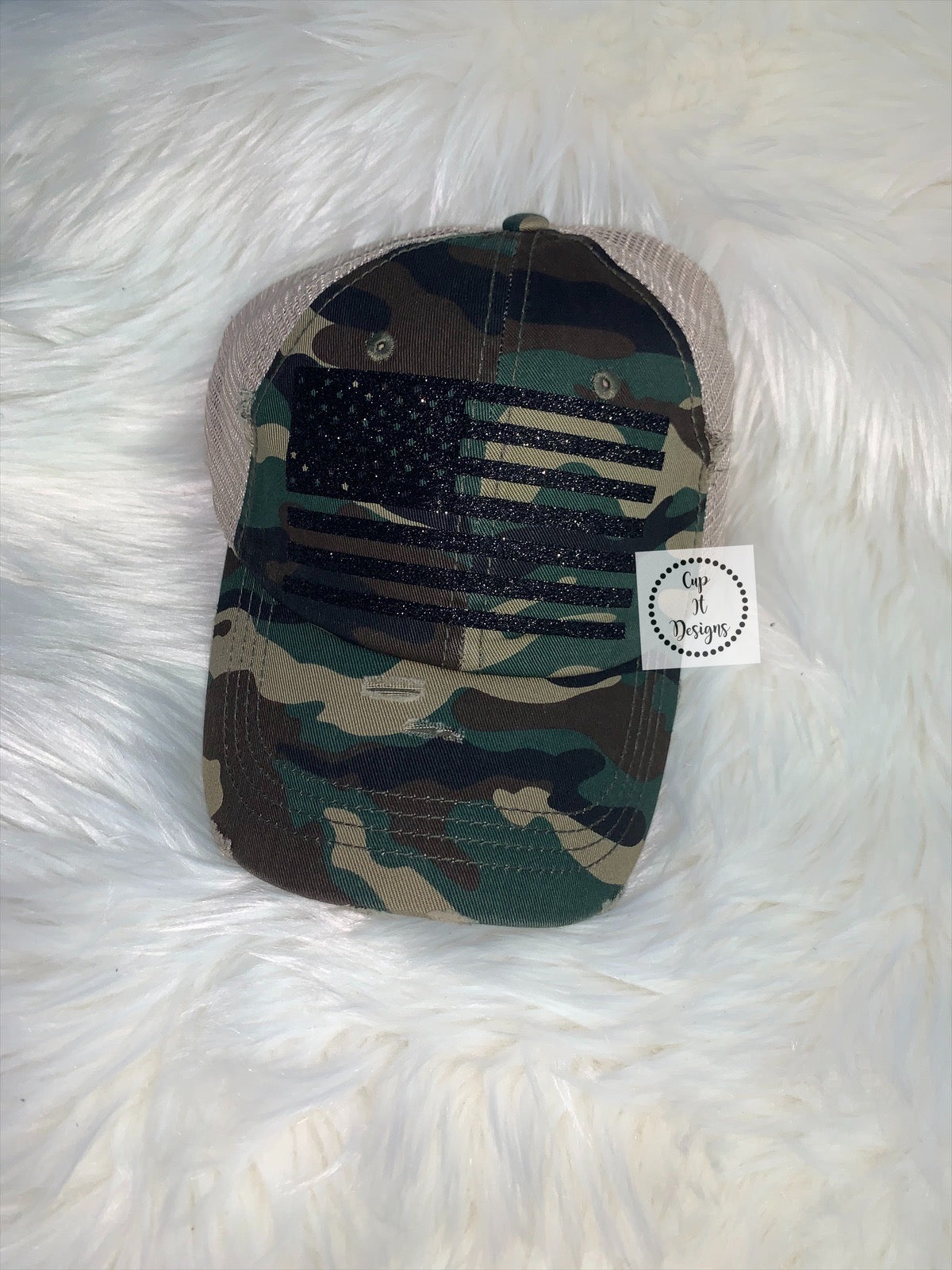 Camo HIGH PONYTAIL Flag Hat