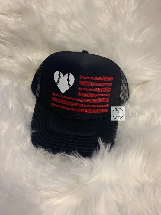 Baseball Flag Trucker Hat