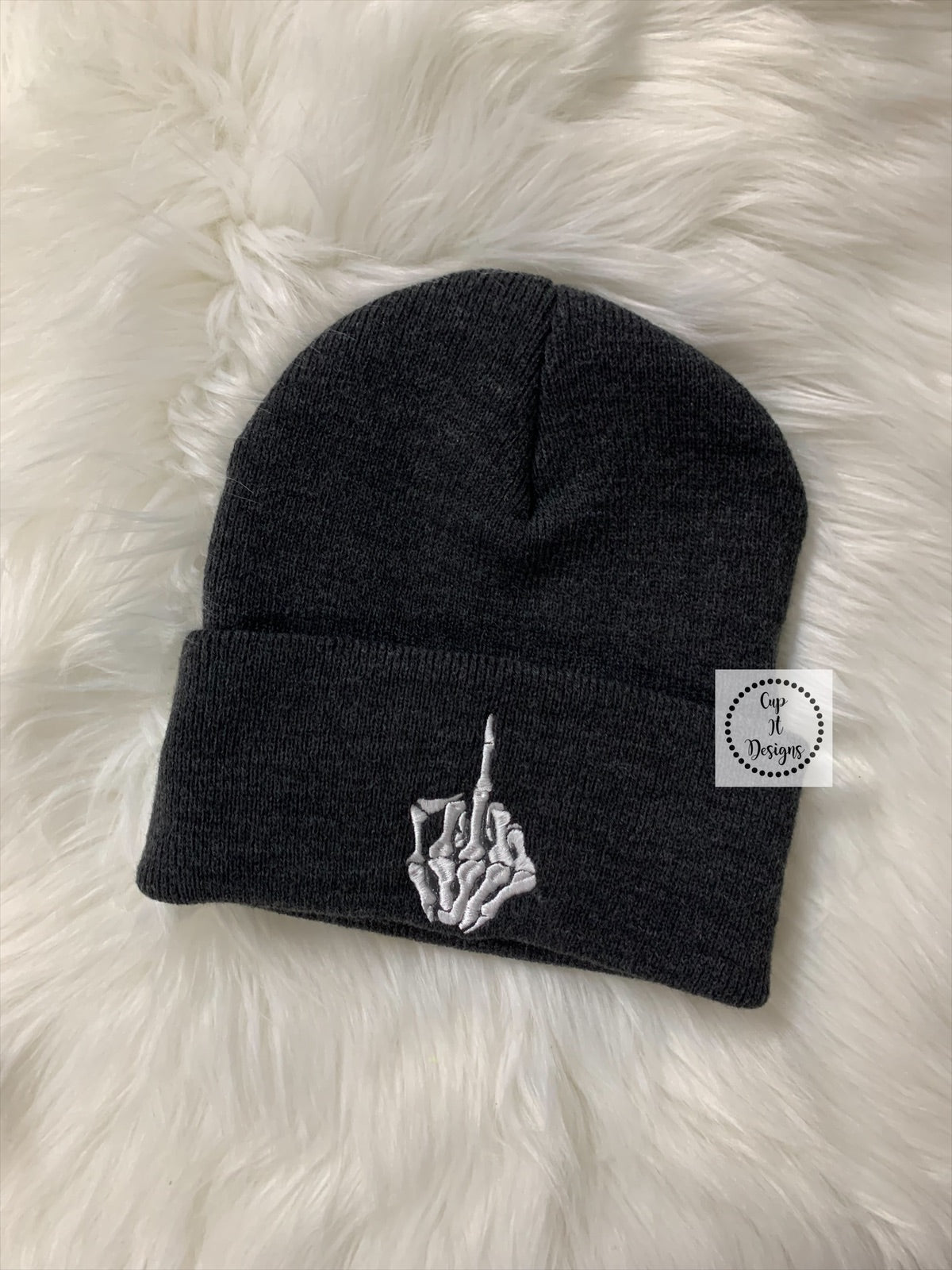Middle Finger Skeleton Beanie