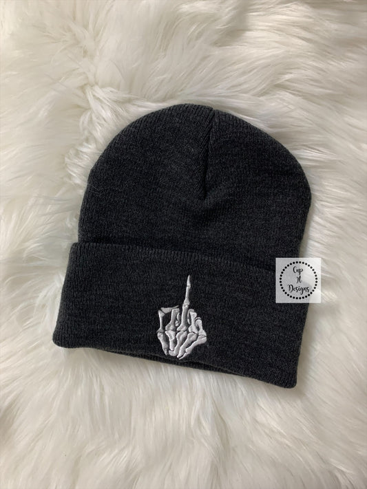 Middle Finger Skeleton Beanie