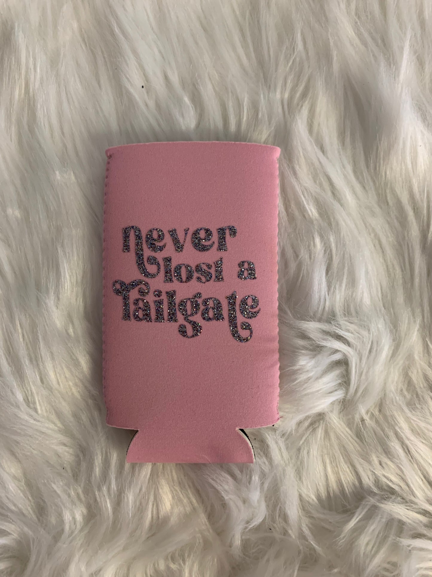 Never Lost A Tailgate Slim Can Koozie