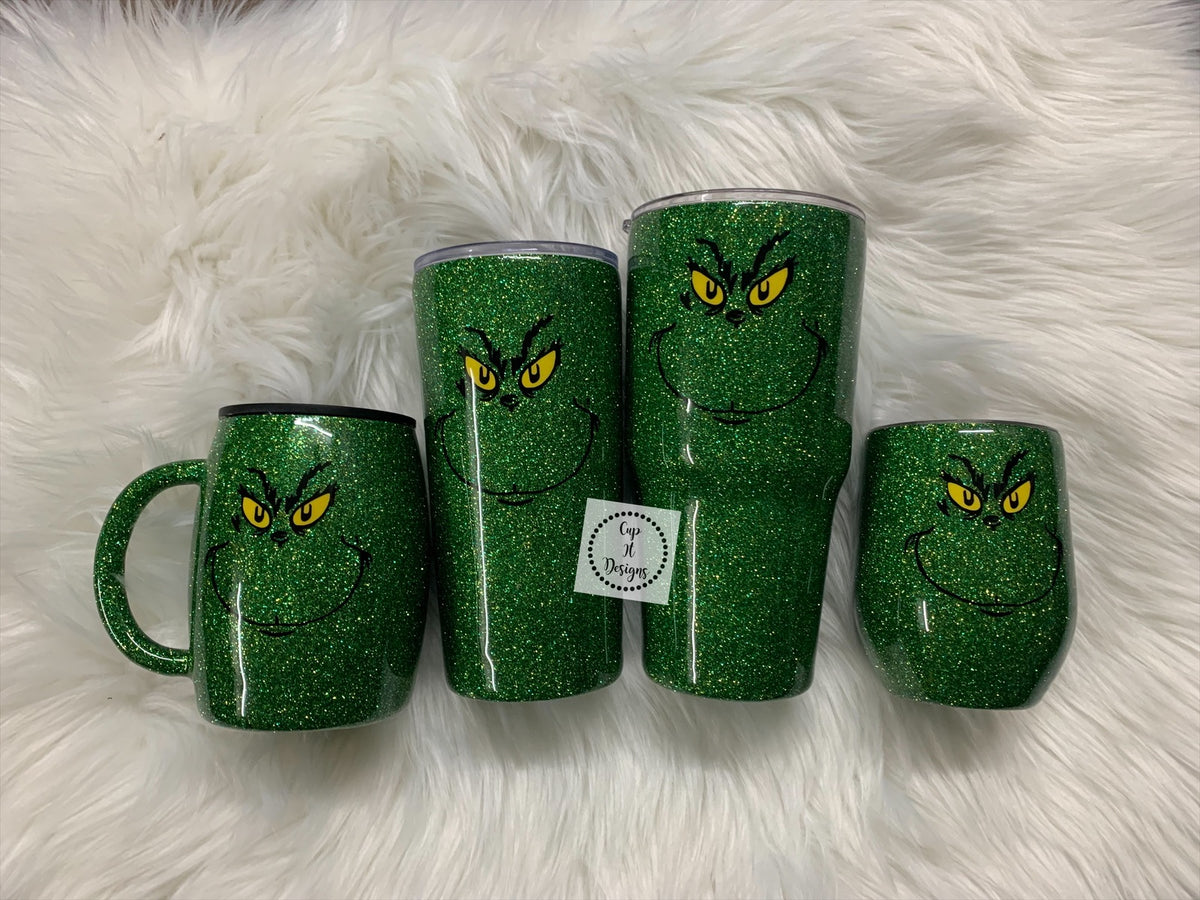 The Grinch Inspired Green Glitter Tumbler - Glitter Mug