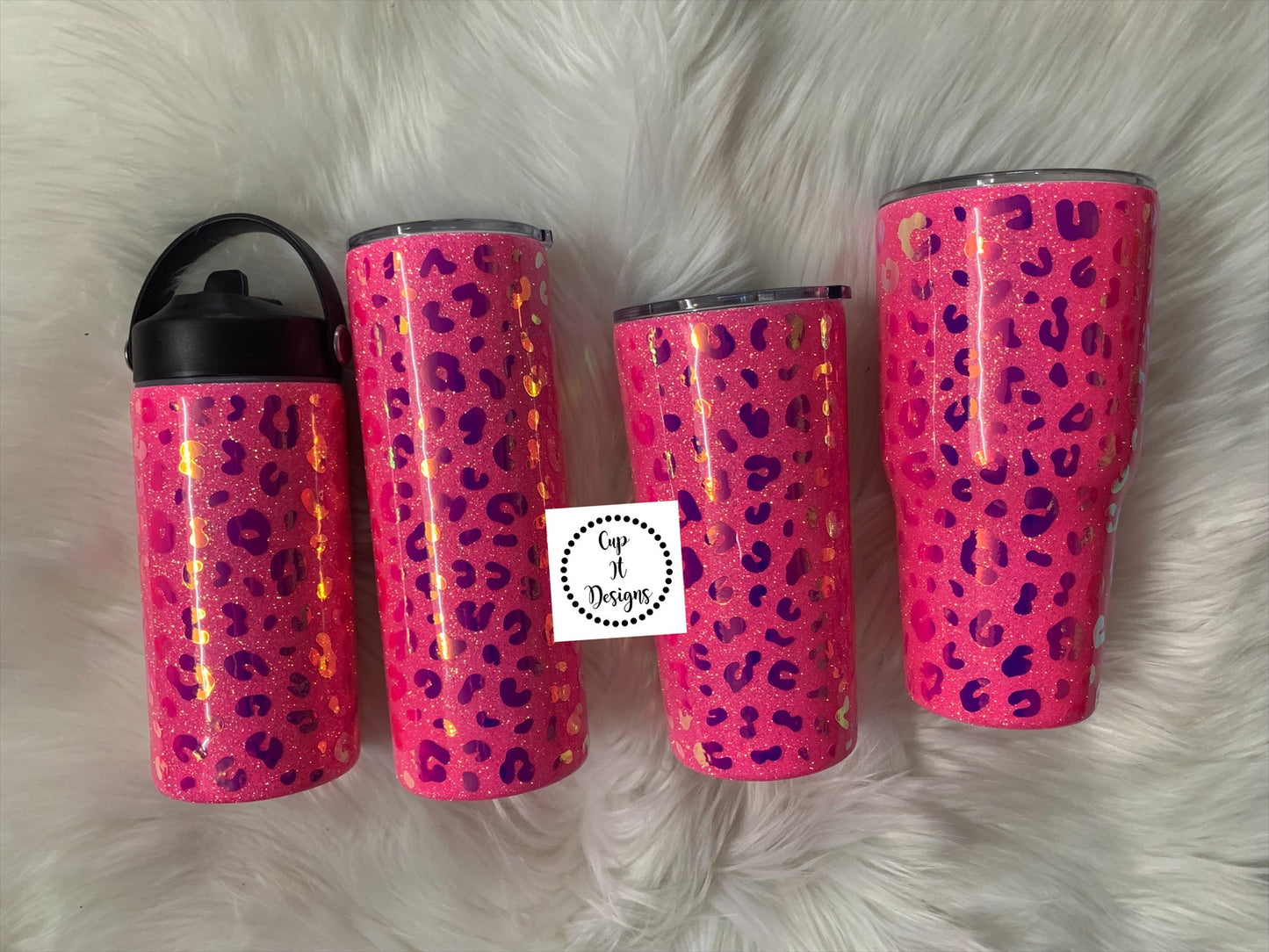 Pink Iridescent Cheetah Epoxy Tumbler