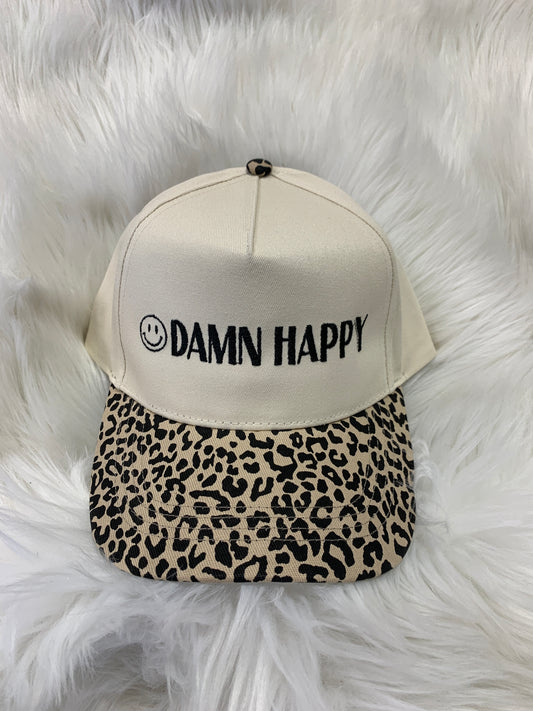 Damn Happy Cheetah Embroidered Hat