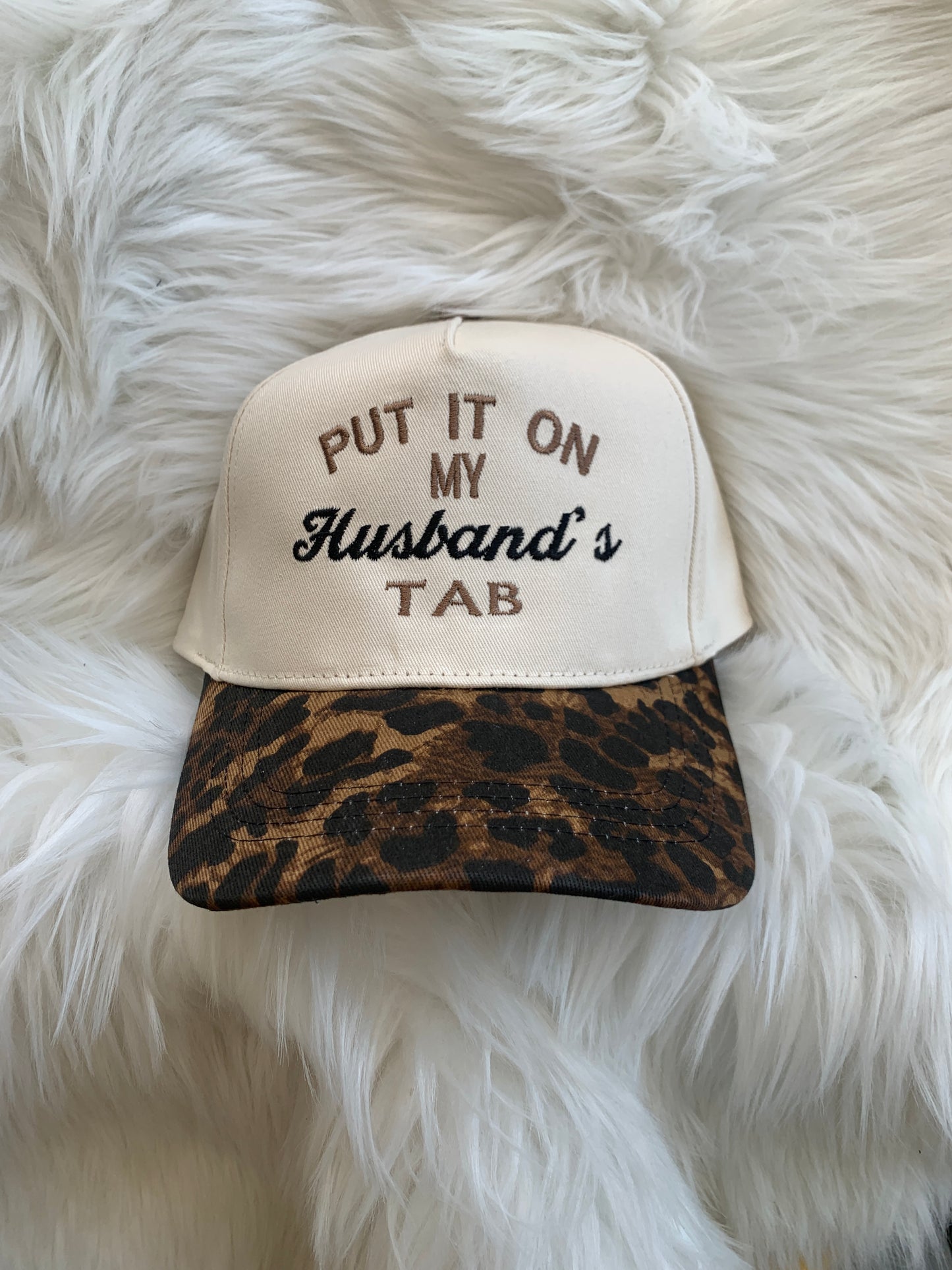 Put it on my Husbands Tab Cheetah Hat