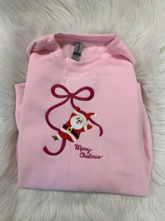 Santa Bow Embroidered Crewneck