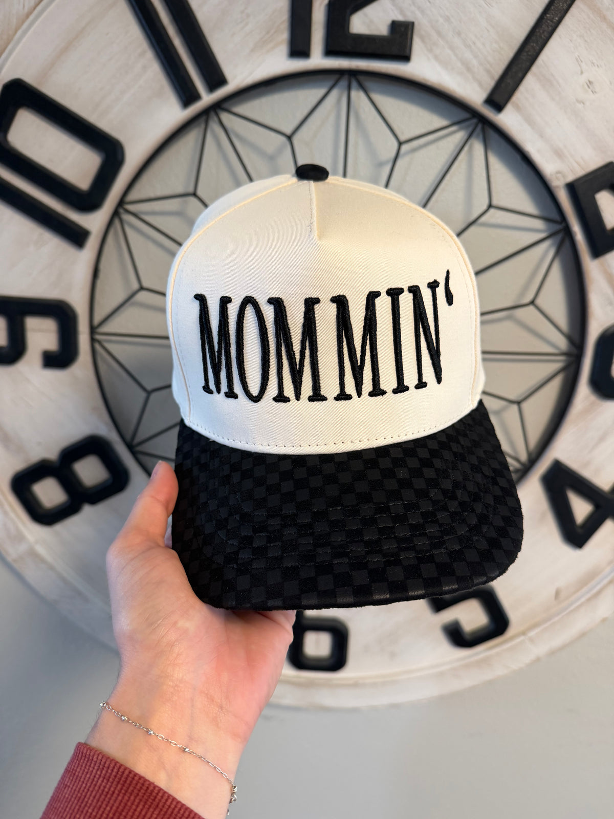 Mommin Checker Embroidered Hat