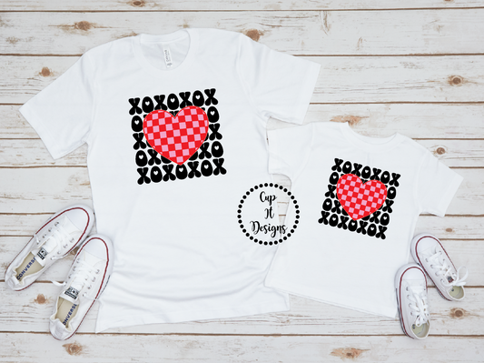 XOXO Checkered Heart Tee