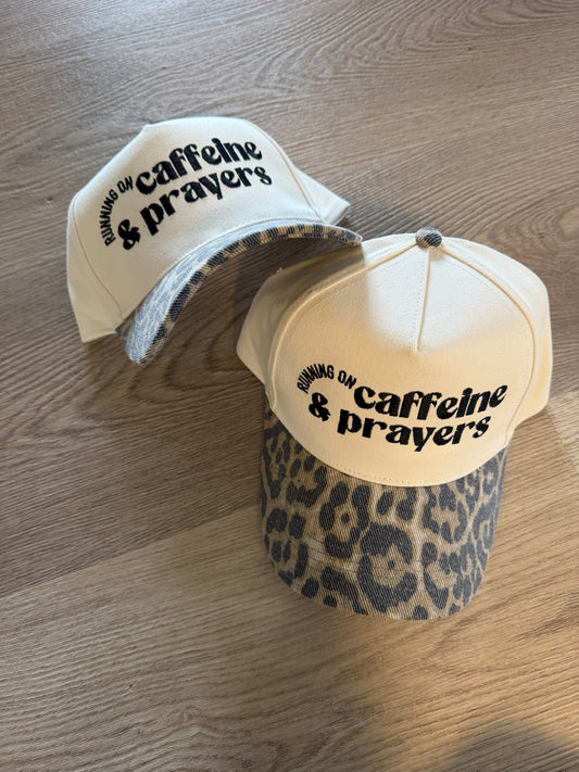 Running on Caffeine and Prayers Cheetah Hat