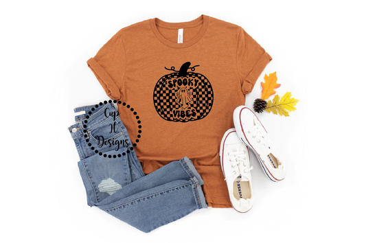 Spooky Vibes Checker Pumpkin Tee