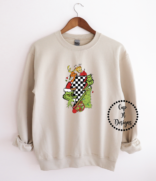 Christmas Checker Bolt Crewneck