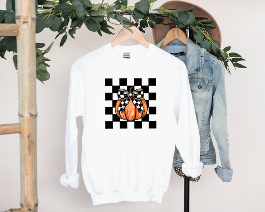Checkered Pumpkin Tee or Crewneck