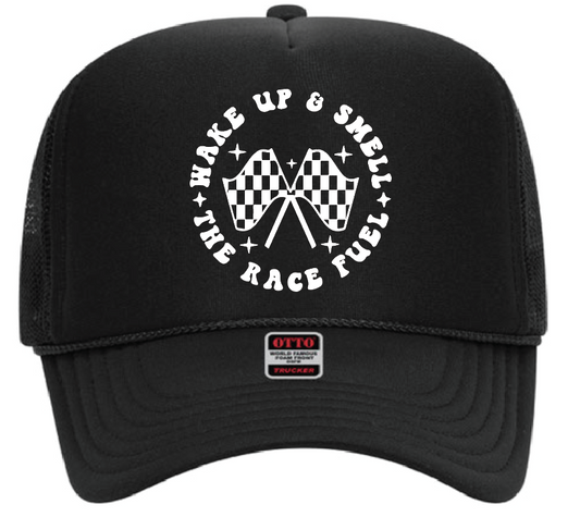 Wake Up And Smell The Race Fuel Trucker Hat