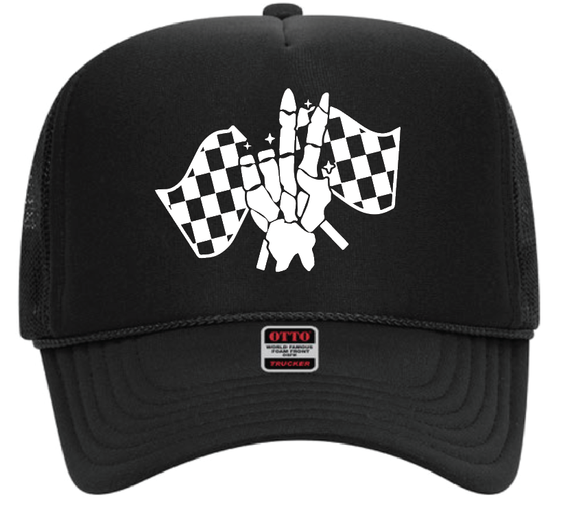 Skellie Checker Flag Trucker Hat