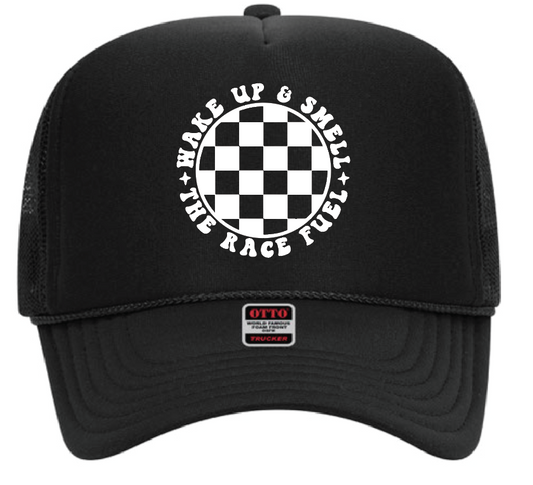 Wake Up And Smell The Race Fuel Trucker Hat