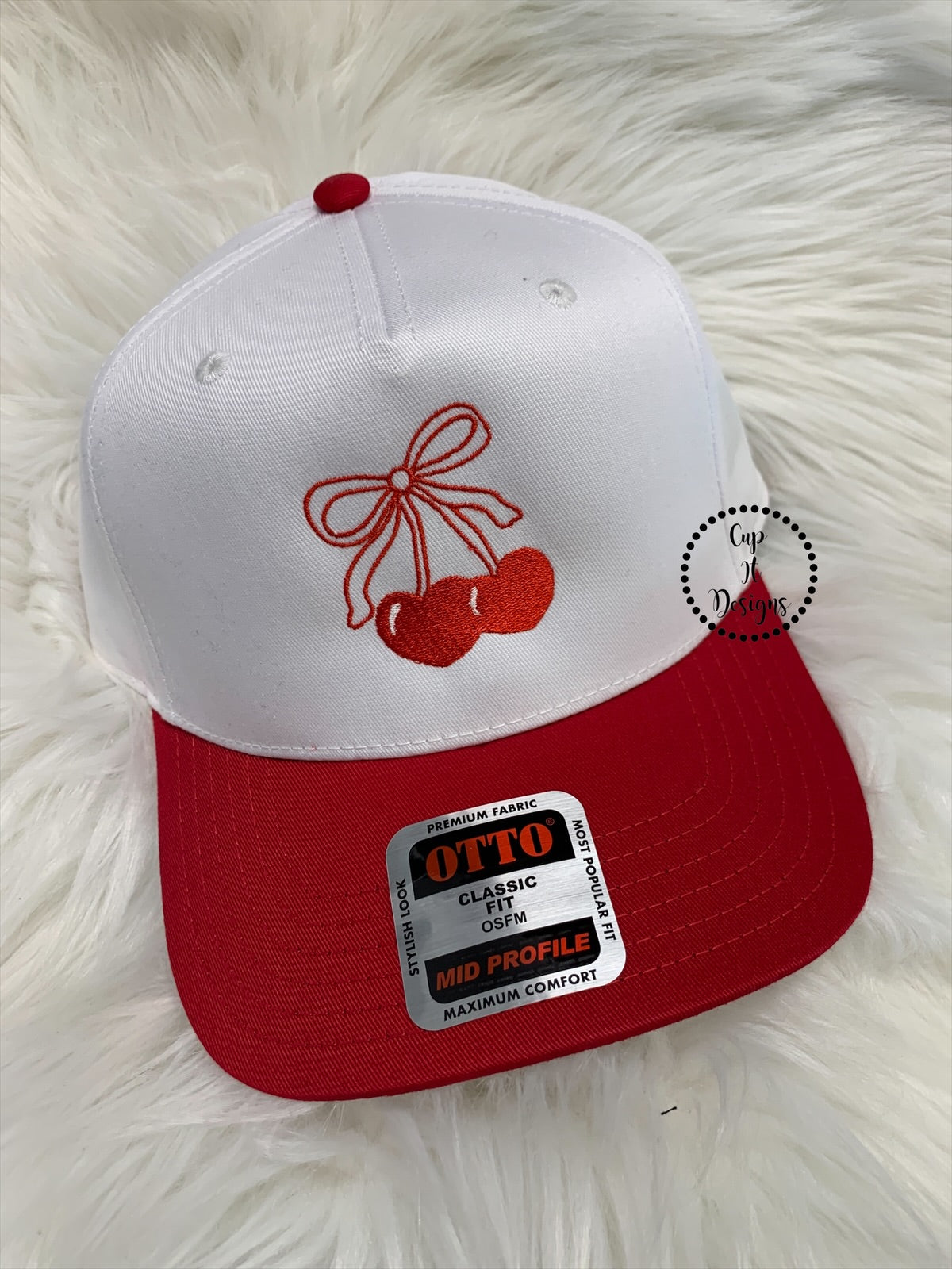 Cherry Bow Embroidered Hat