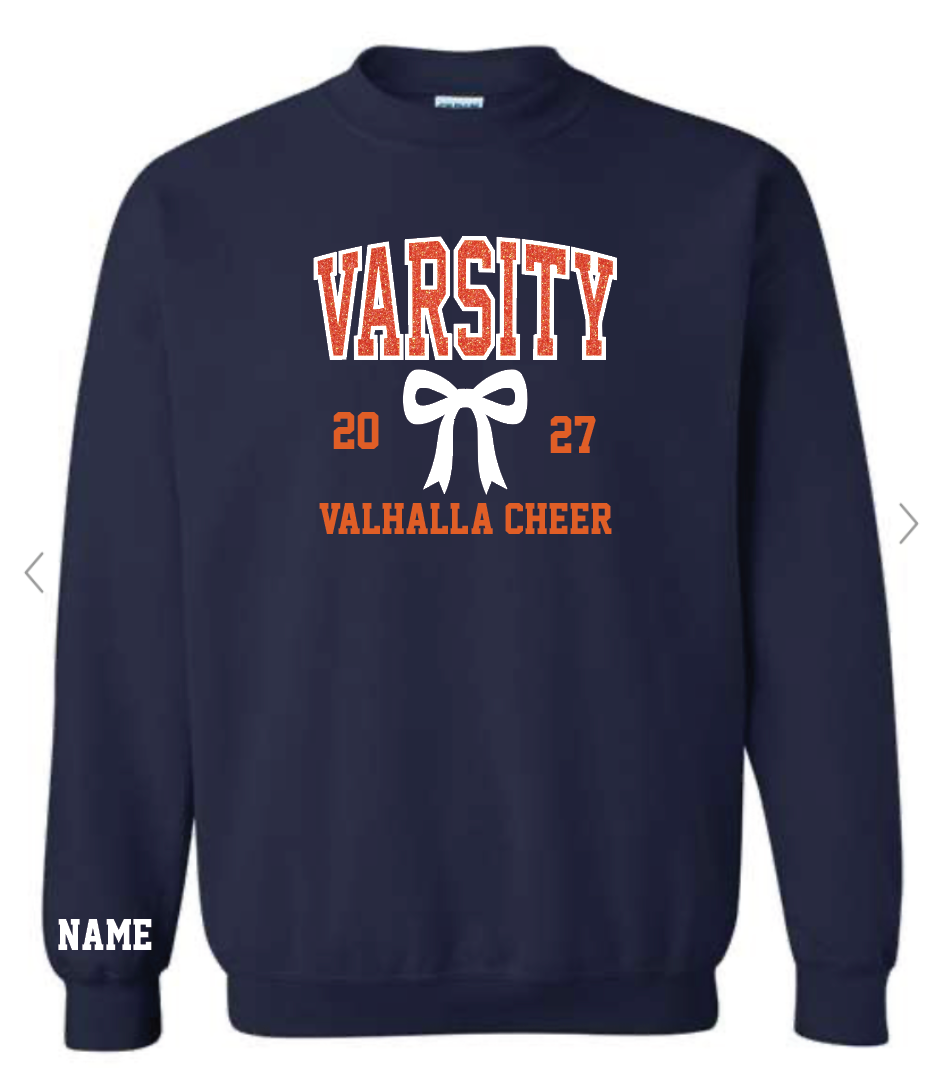 Glitter Embroidered Varsity Cheer Crewneck Sweatshirt