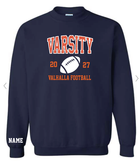 Glitter Embroidered Varsity Football Crewneck Sweatshirt