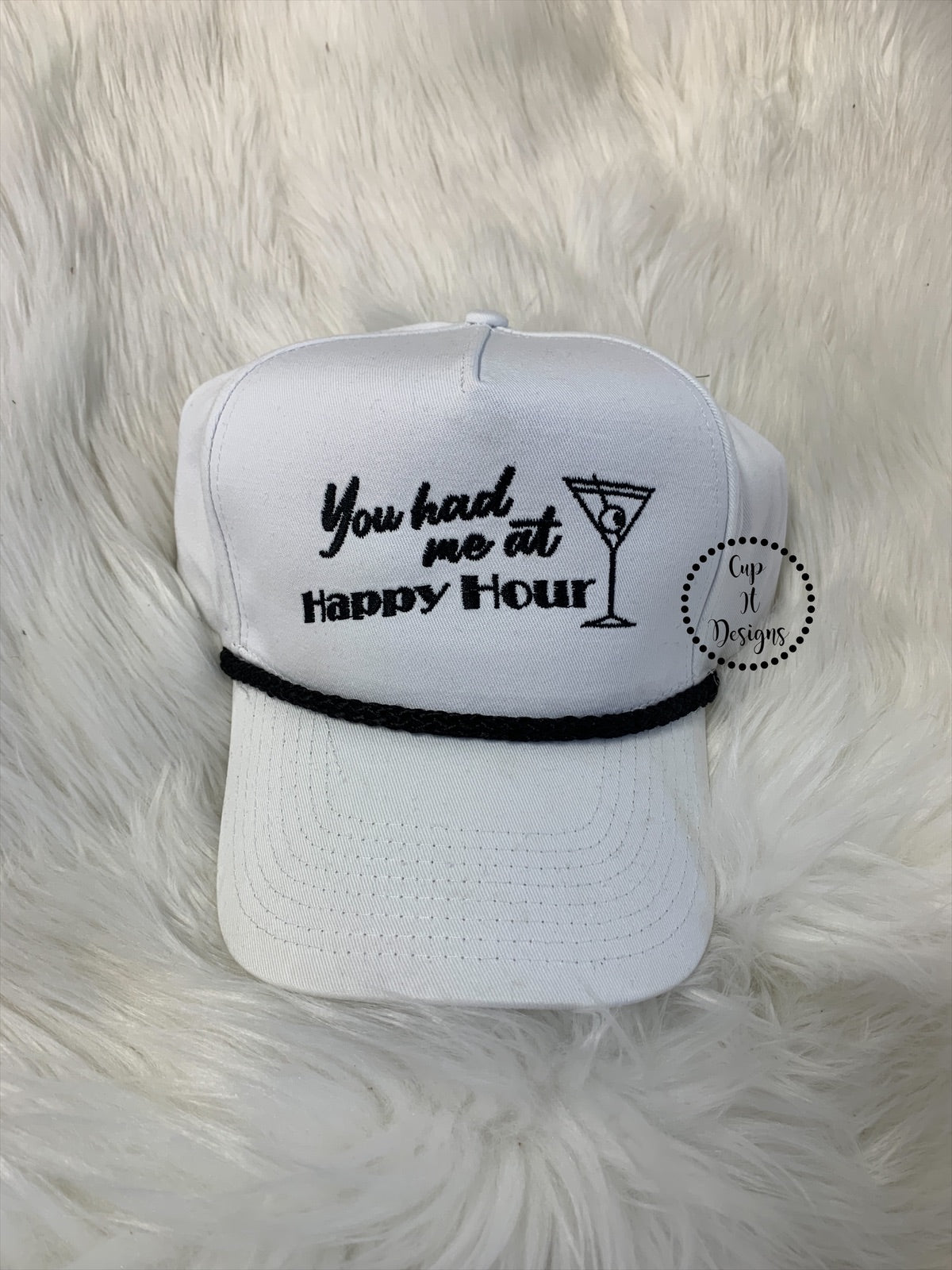 Happy Hour Embroidered Rope Hat