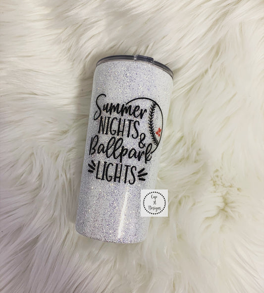 Summer Nights and Ballpark Lights Epoxy Tumbler