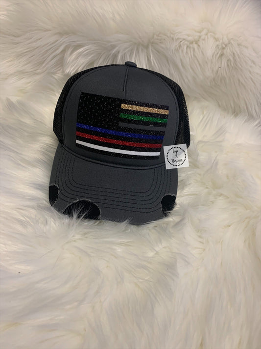 First Responders Distressed Trucker Hat